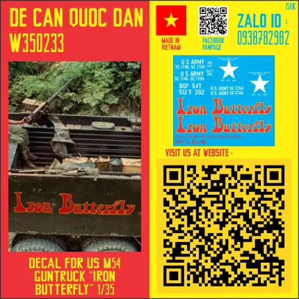 Decal Quốc Dân | 1:35 | DECAL FOR US M54 GUNTRUCK "IRON BUTTERFLY"