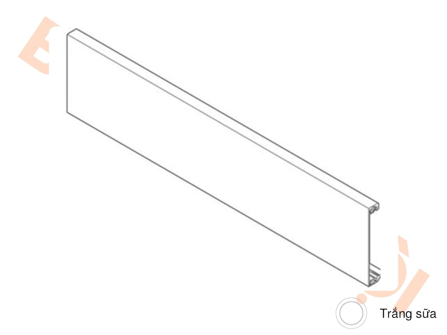 Mặt trước ray hộp âm Merivobox trắng sữa