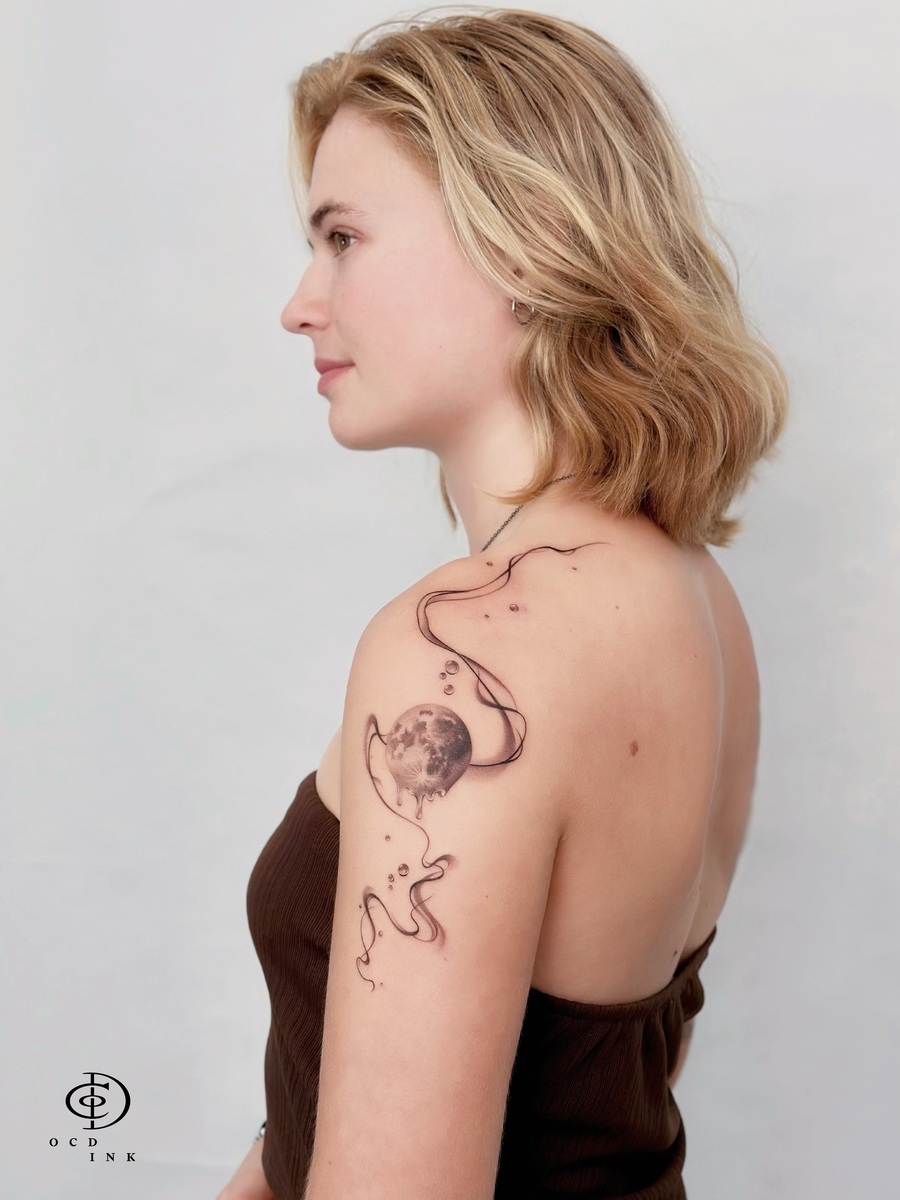 realistic moon tattoo - our client - OCD Ink Studio