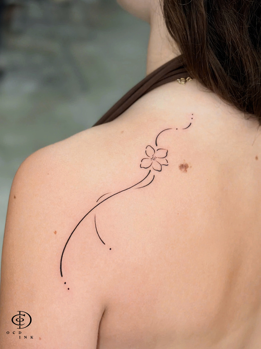 abstract flower on shoulder tattoo - OCD Ink Studio - Edited