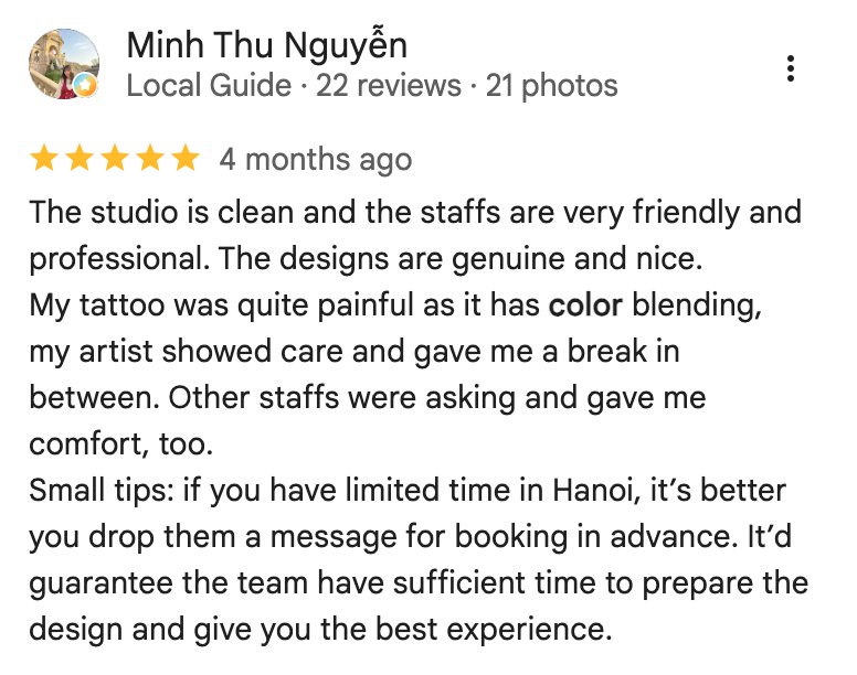 color realism tattoo testimonial