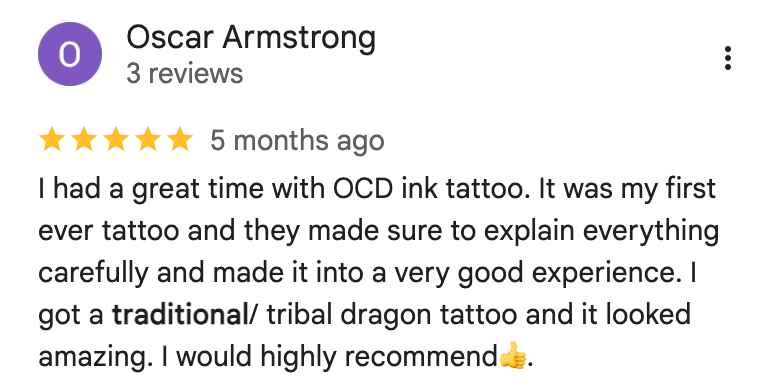 Traditional tattoo ocd ink testimonial