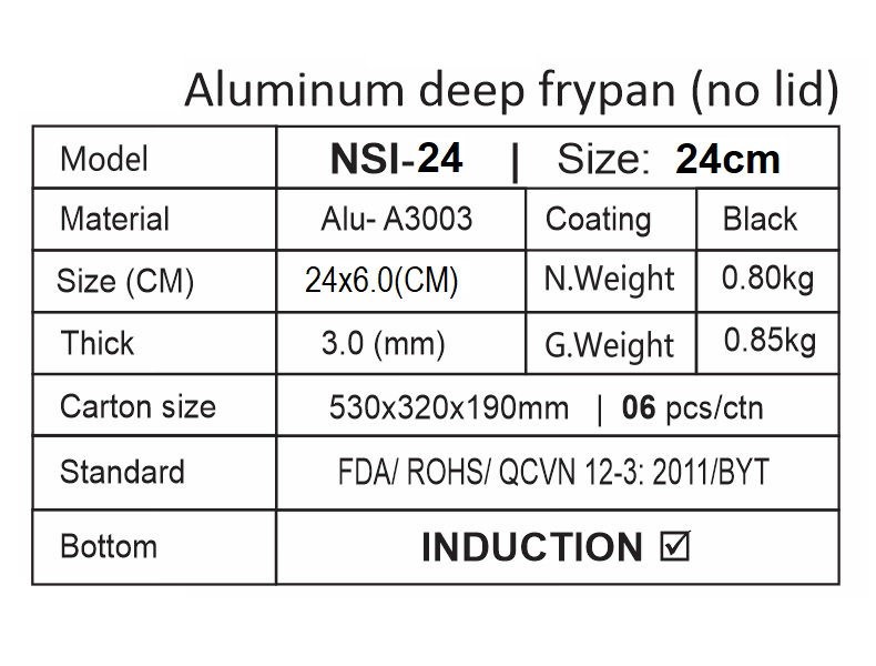 Chảo hợp kim nhôm chống dính Xylan NSI- series