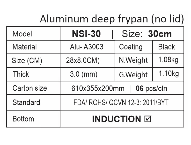 Chảo hợp kim nhôm chống dính Xylan NSI- series