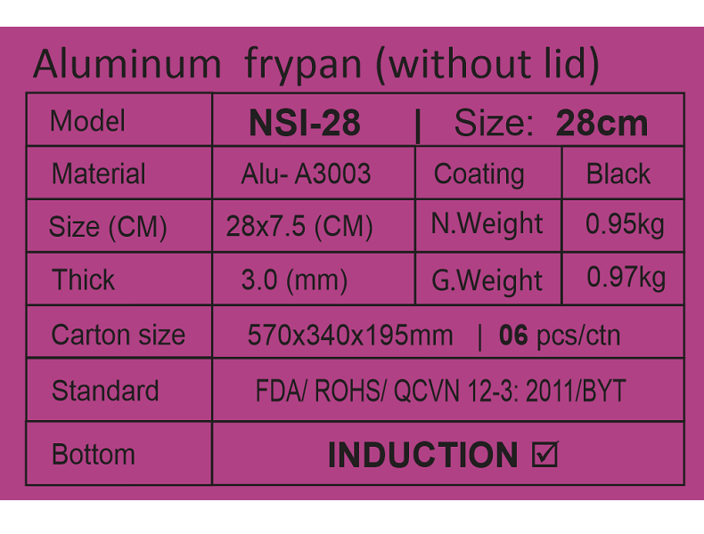 Chảo hợp kim nhôm chống dính Xylan NSI- series