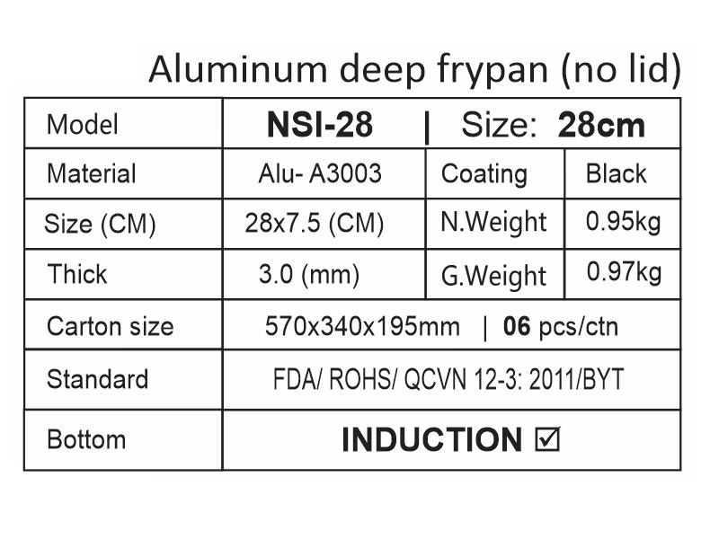 Chảo hợp kim nhôm chống dính Xylan NSI- series