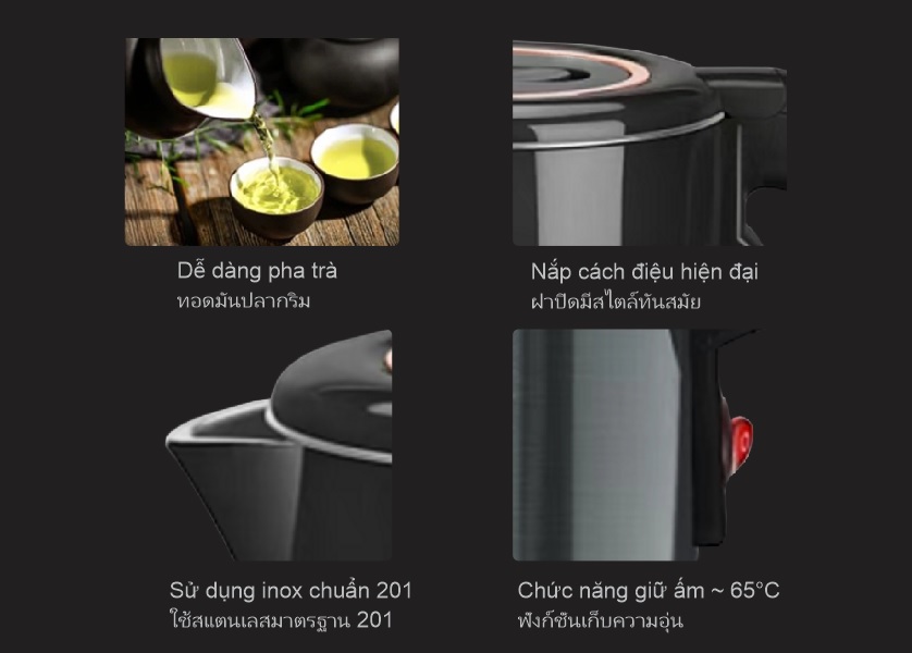 Ấm siêu tốc hai lớp có ủ Aulux AK-18U