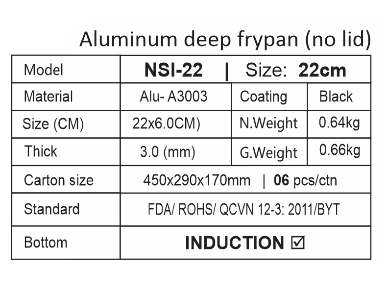 Chảo hợp kim nhôm chống dính Xylan NSI- series