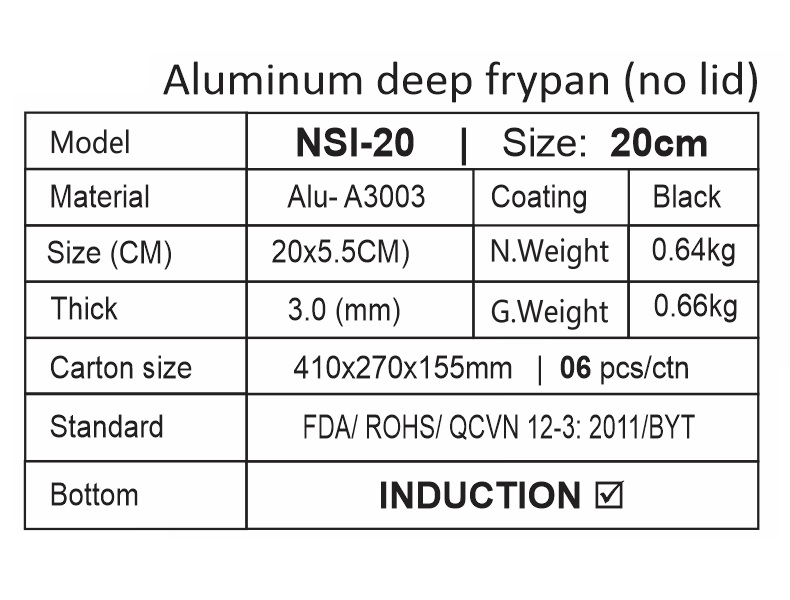 Chảo hợp kim nhôm chống dính Xylan NSI- series