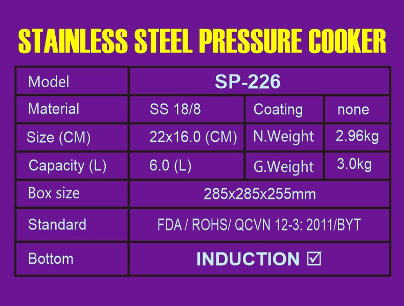 Nồi áp suất inox Aulux 6 lít