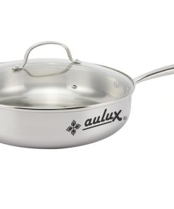 Chảo tự thân 3 lớp Aulux, vung kính, inox 304 TTV-28