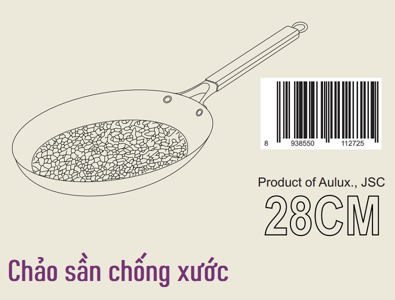 Chảo sần chống dính ceramic 3 lớp, aulux inox 304 SSI series