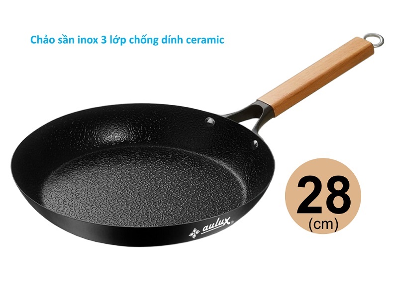 Chảo sần chống dính ceramic 3 lớp, aulux inox 304 SSI series