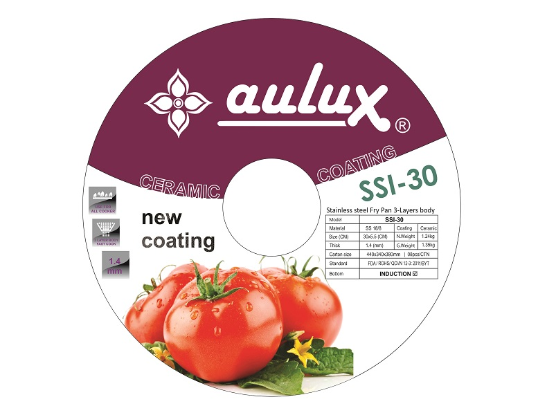 Chảo sần chống dính ceramic 3 lớp, aulux inox 304 SSI series
