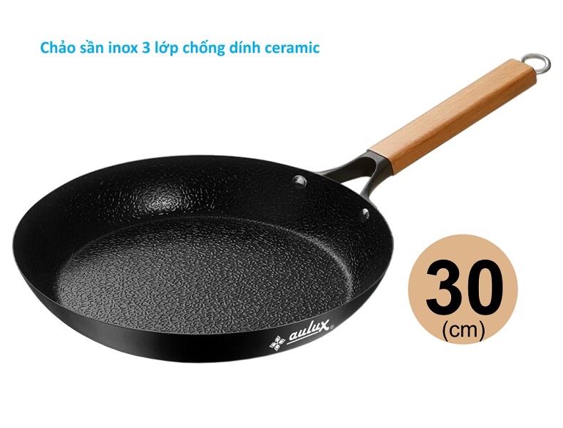 Chảo sần chống dính ceramic 3 lớp, aulux inox 304 SSI series