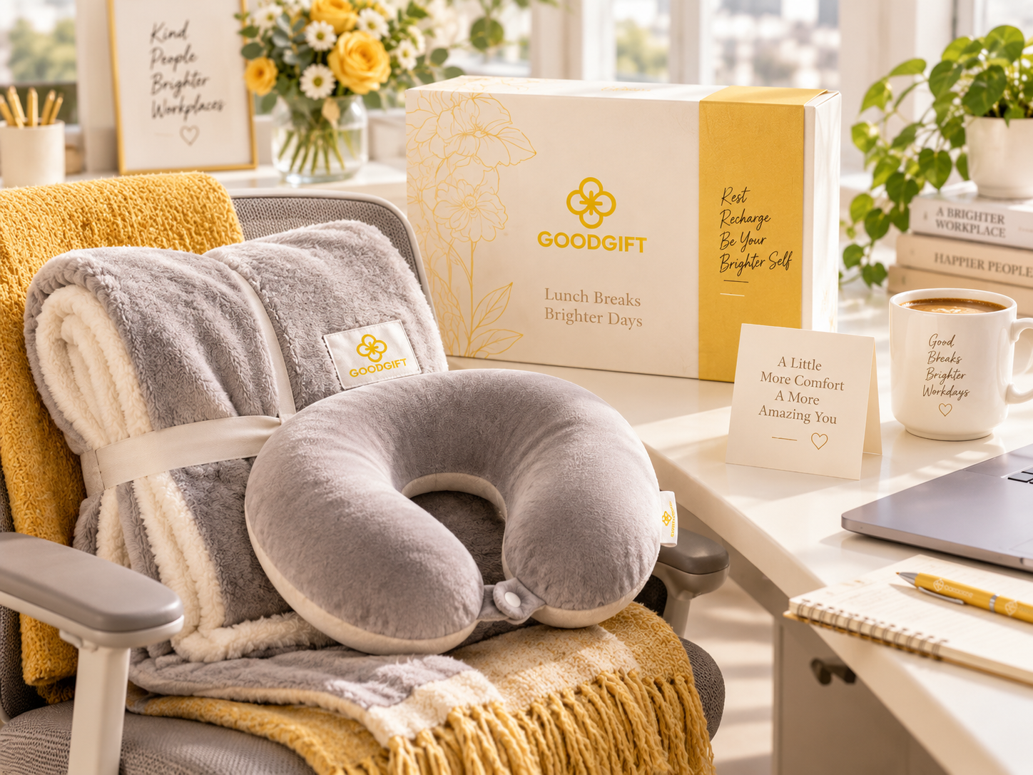 Bộ chăn gối văn phòng và gối cổ chữ U Good Gift