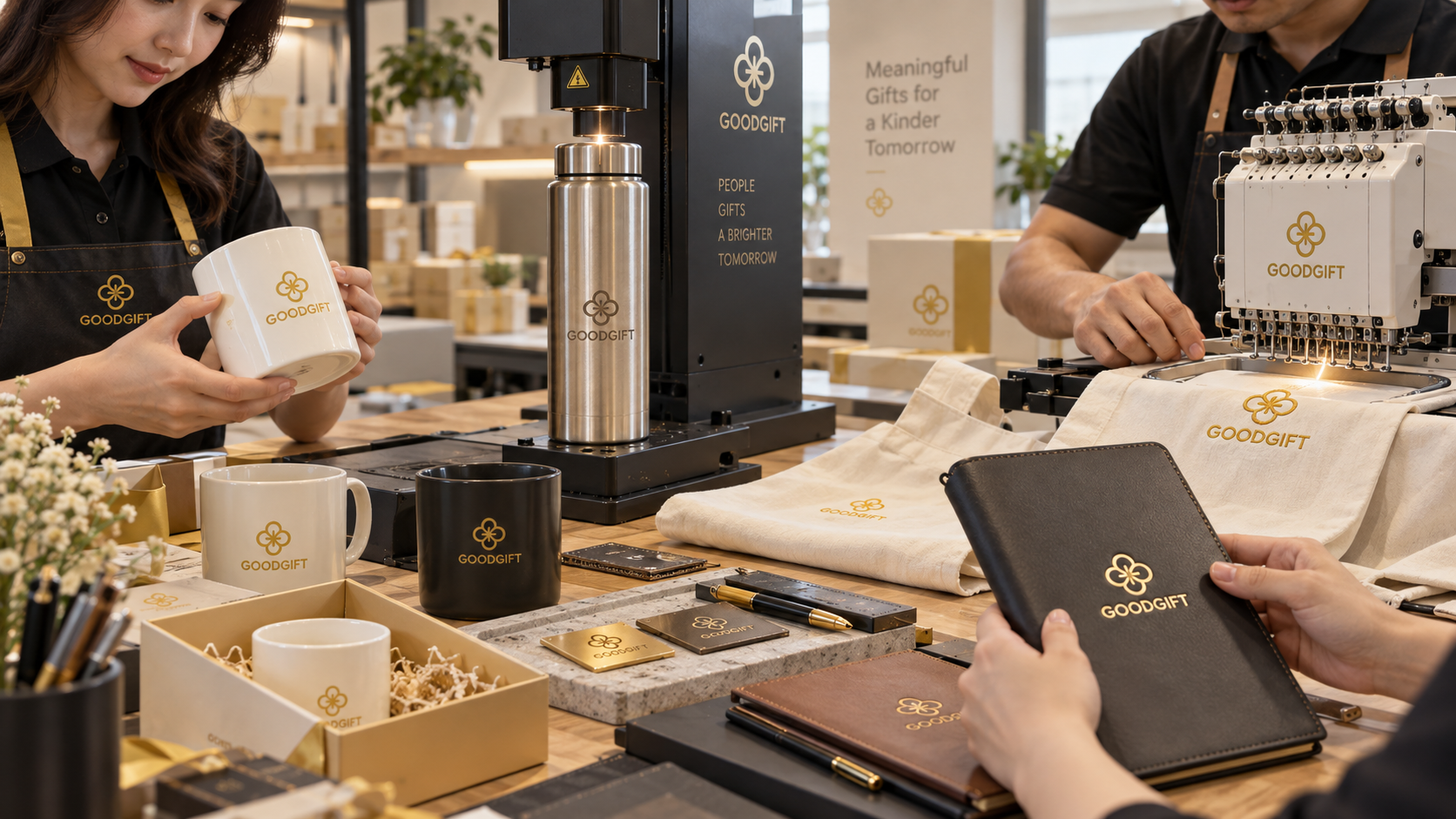 Kỹ thuật in thêu khắc logo trên nhiều chất liệu tại Good Gift