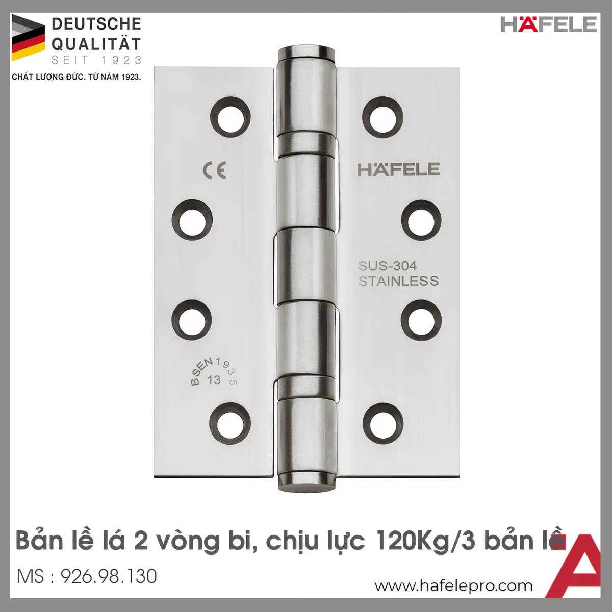 Bản Lề Lá Chống Cháy 2 Vòng Bi 120Kg Hafele 926.98.130
