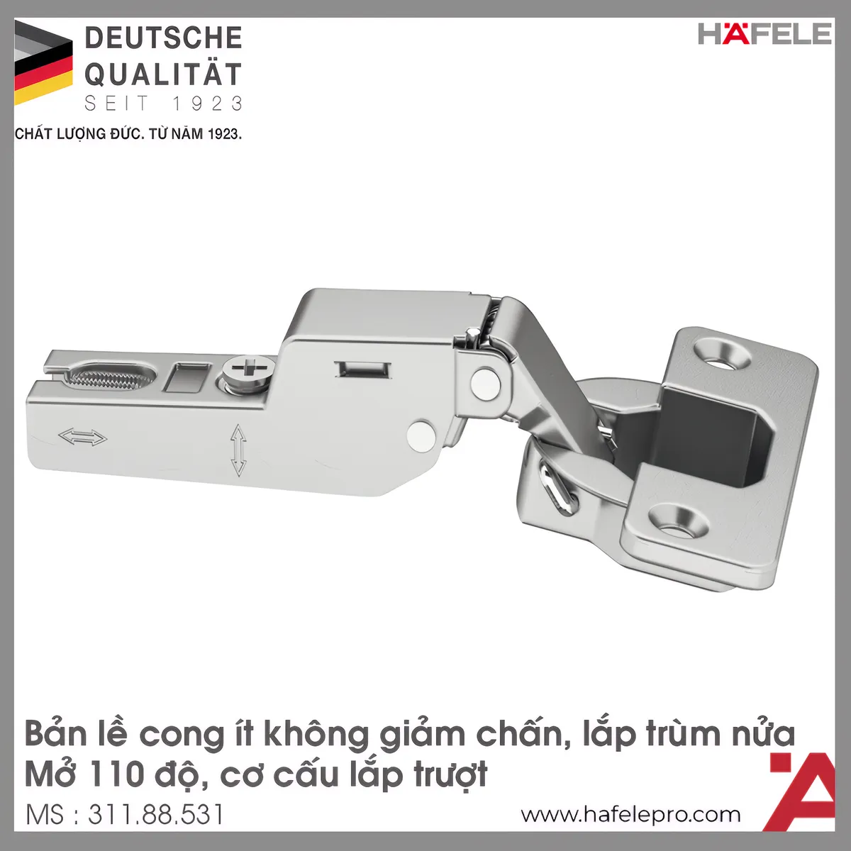 Bản Lề Trùm Nửa Metalla A 110° Hafele 311.88.531