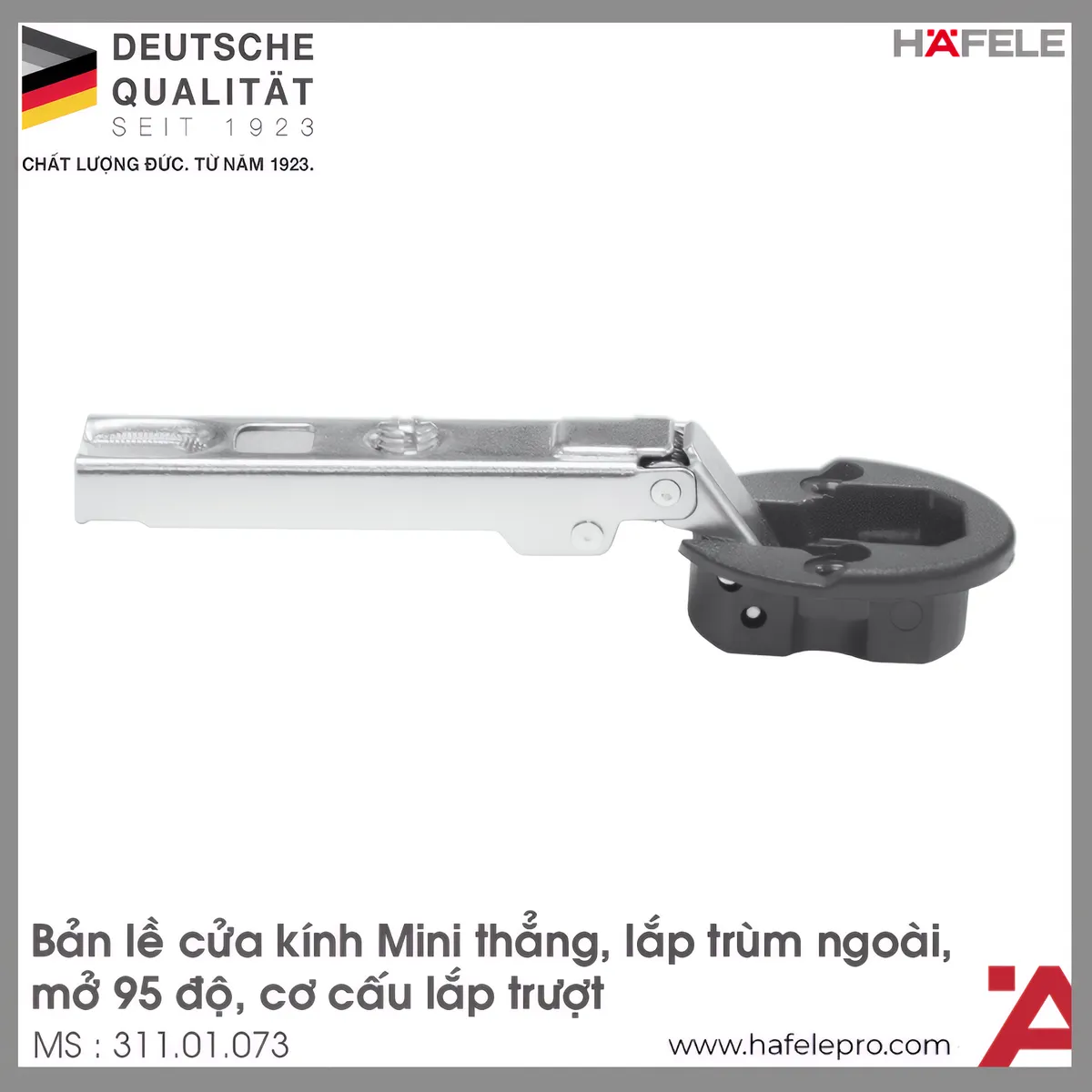 Bản Lề Trùm Ngoài Metalla Mini A 95° Cửa Kính Hafele 311.01.073