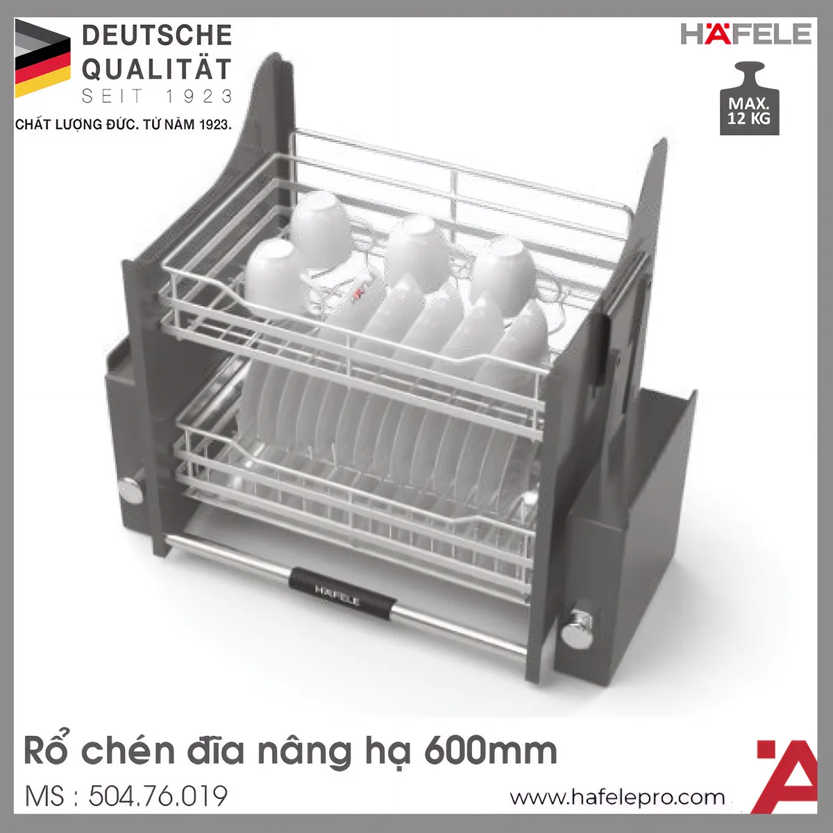 Giá Bát Đĩa Nâng Hạ Lento 600mm Hafele 504.76.019