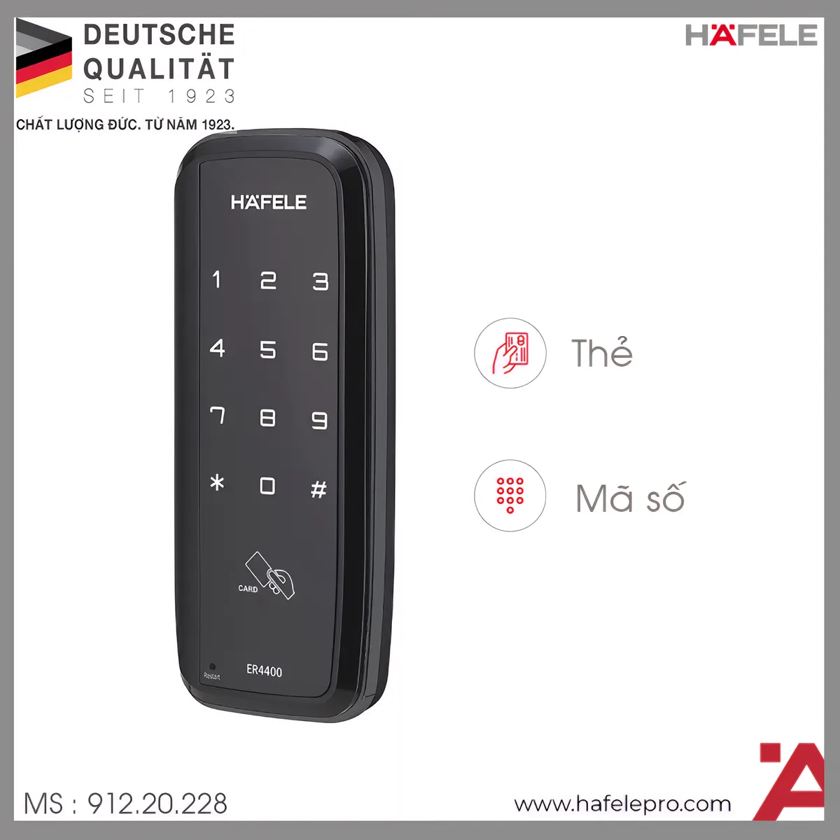 Khóa Điện Tử Cho Cửa Kính ER4400-TC Hafele 912.20.228