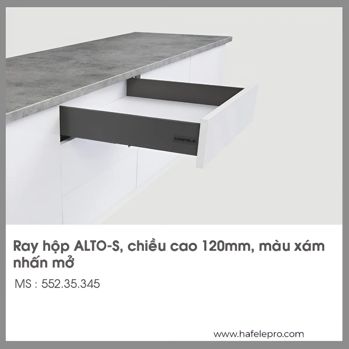Ray Hộp Alto-S Nhấn Mở H120mm Hafele 552.35.345