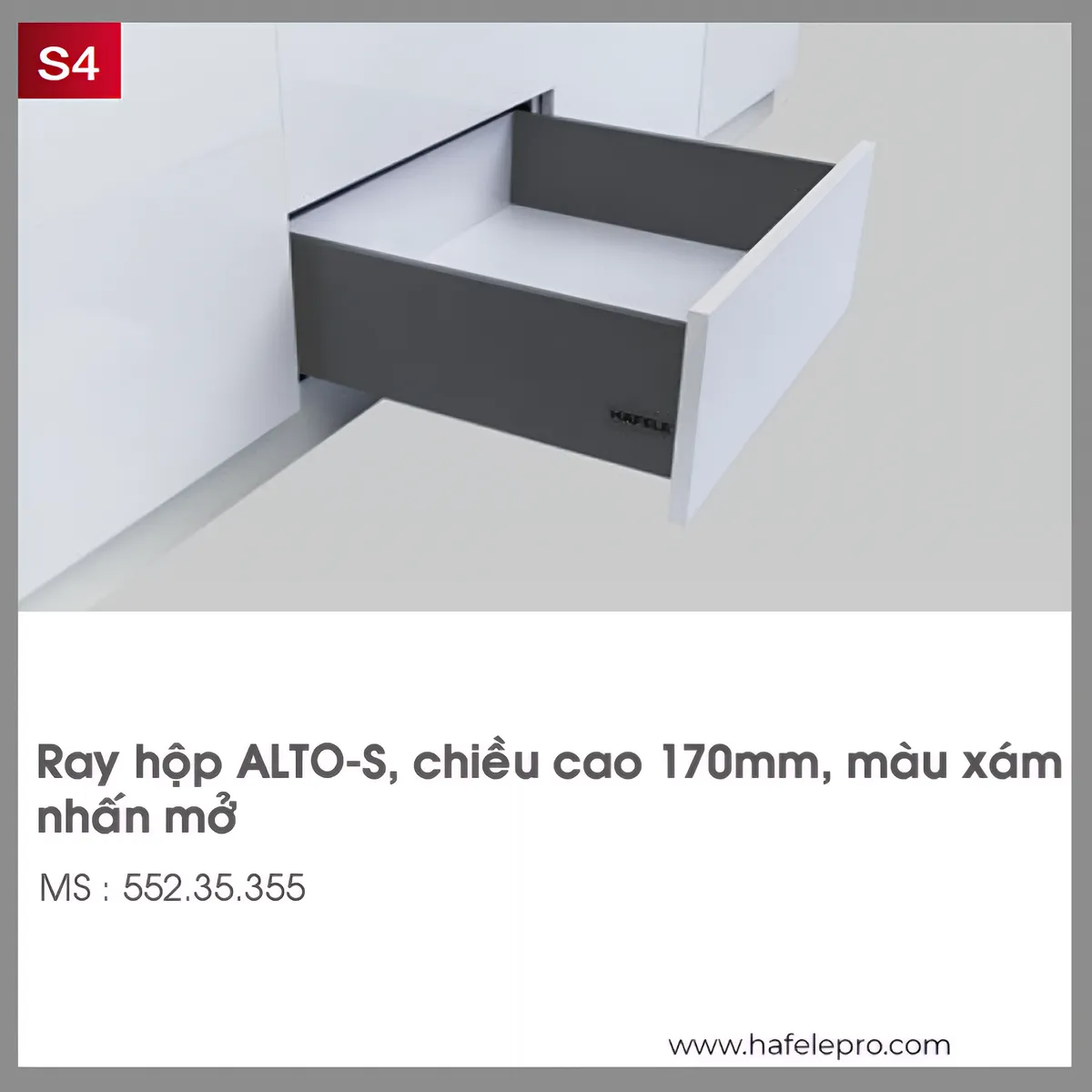Ray Hộp Alto-S Nhấn Mở H120mm Hafele 552.35.355