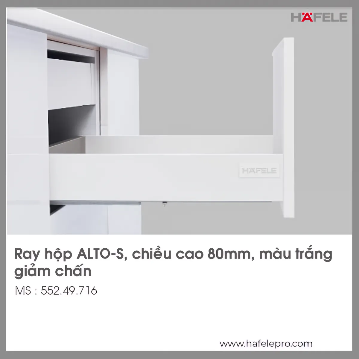 Ray Hộp Alto S Giảm Chấn H80mm Hafele 552.49.716