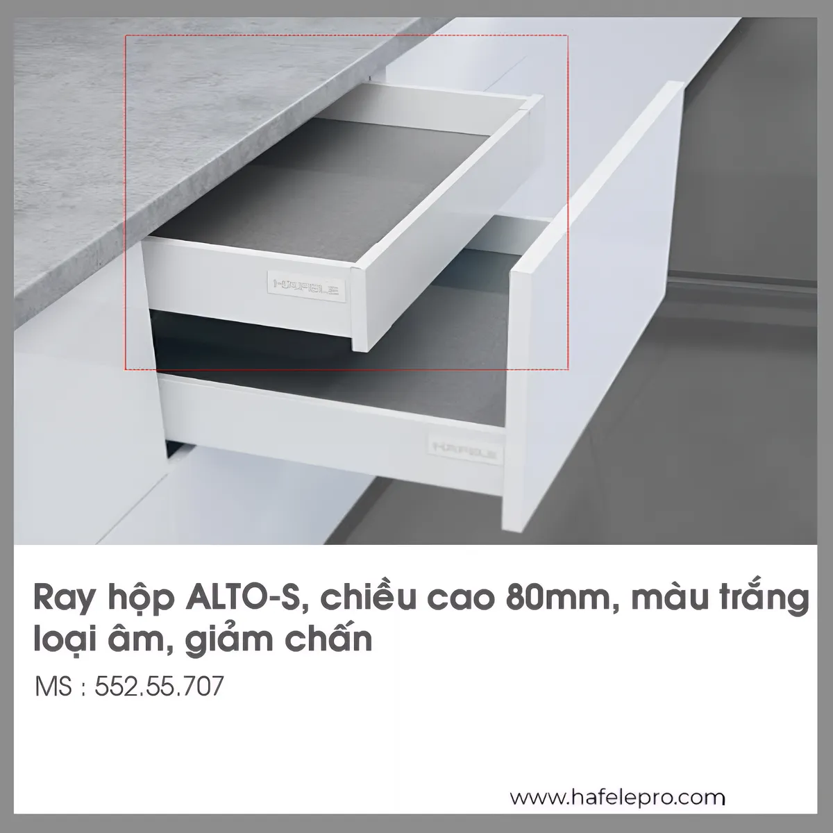 Ray Hộp Alto-S Giảm Chấn H80mm Hafele 552.55.707