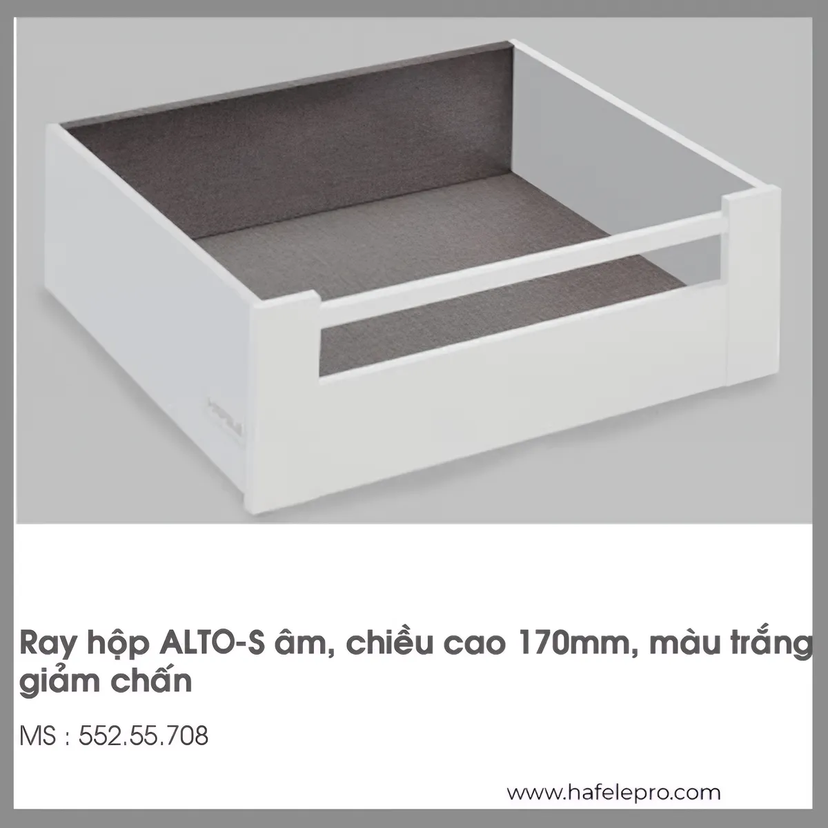 Ray Hộp Alto-S Nhấn Mở Giảm Chấn H170mm Hafele 552.55.708