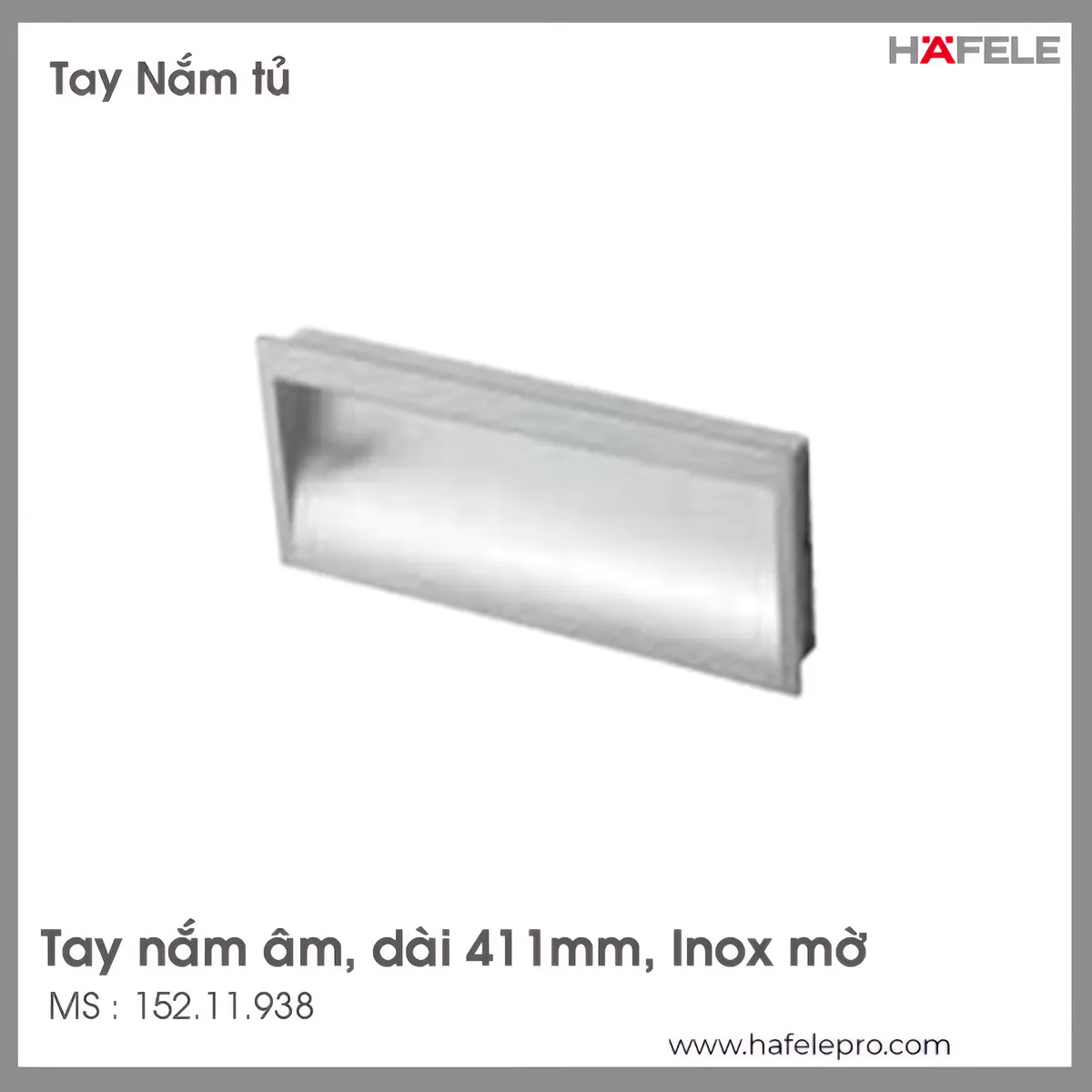 Tay Nắm Tủ Âm 411mm Hafele 152.11.938