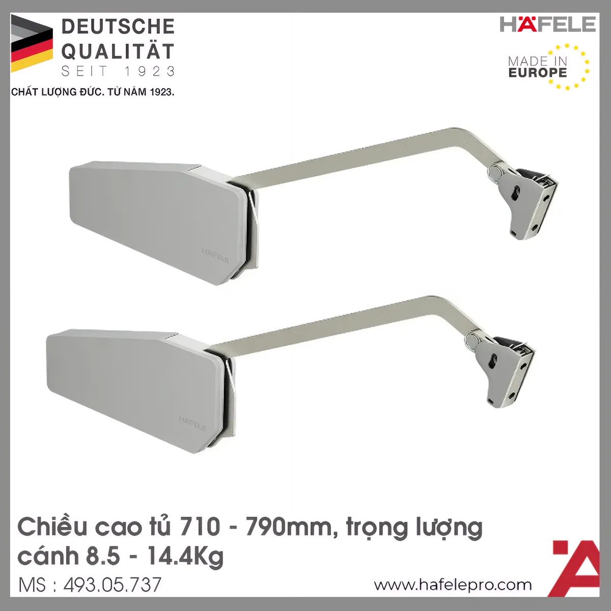 Bộ Tay Nâng 2 Cánh FREE FOLD-S Màu Xám Hafele 493.05.737