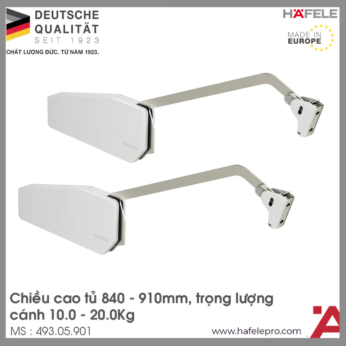 Tay Nâng Free Fold Short E3fs Nắp Trắng Hafele 493.05.901