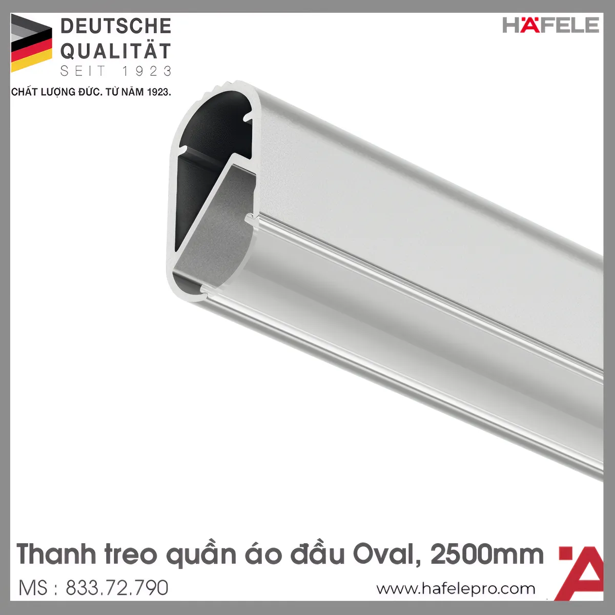 Thanh Treo Quần Áo Đầu Oval Hafele 833.72.790