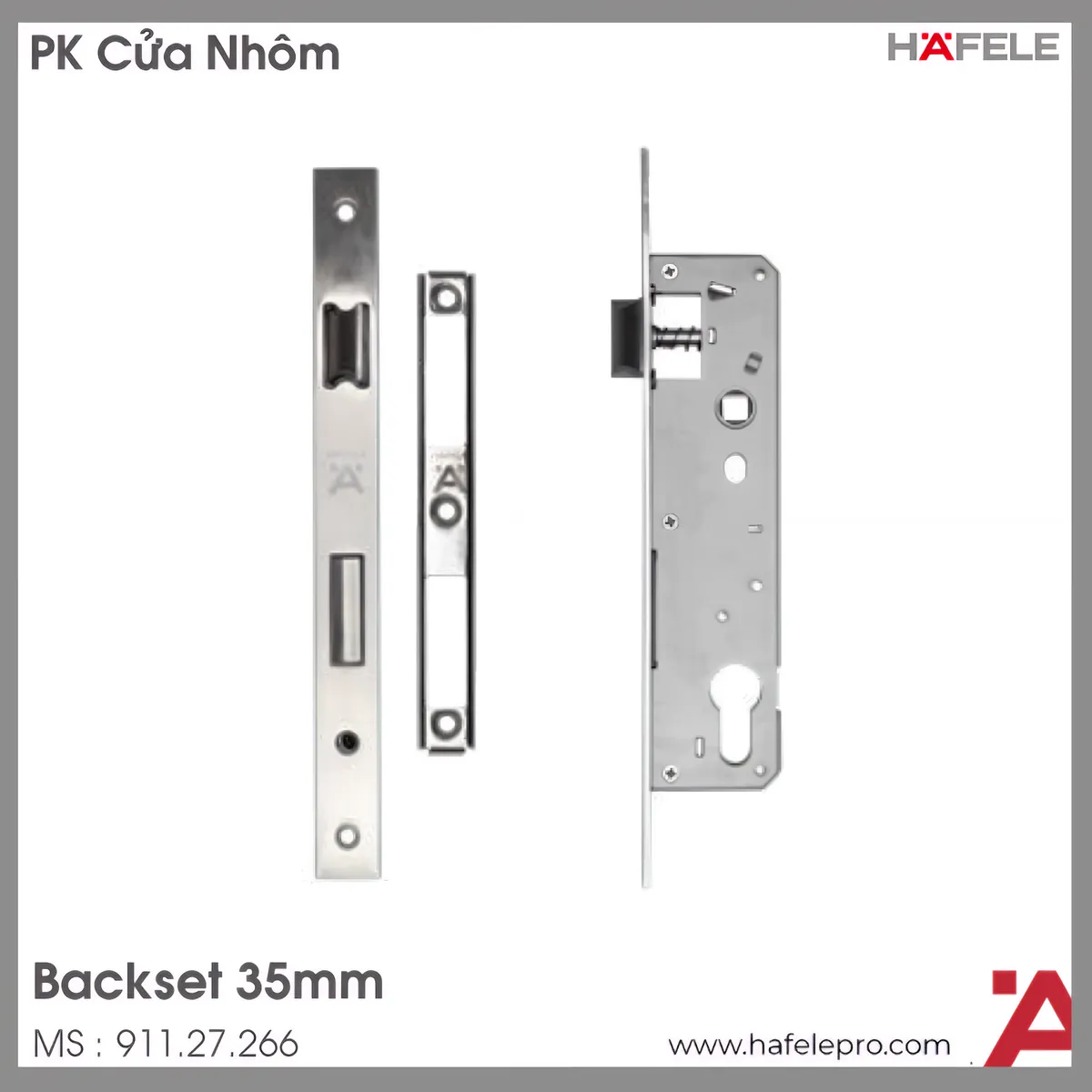 Thân Khóa Cửa Nhôm 35mm Hafele 911.27.266