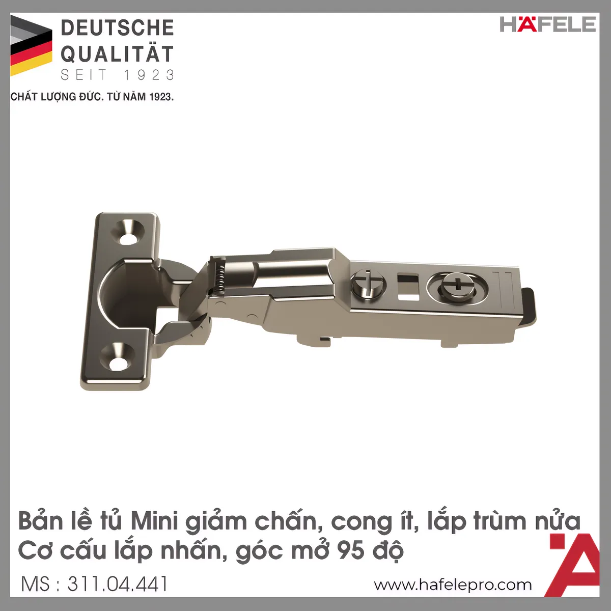 Bản Lề Trùm Nửa Metalla SM 95° Mini Hafele 311.04.441