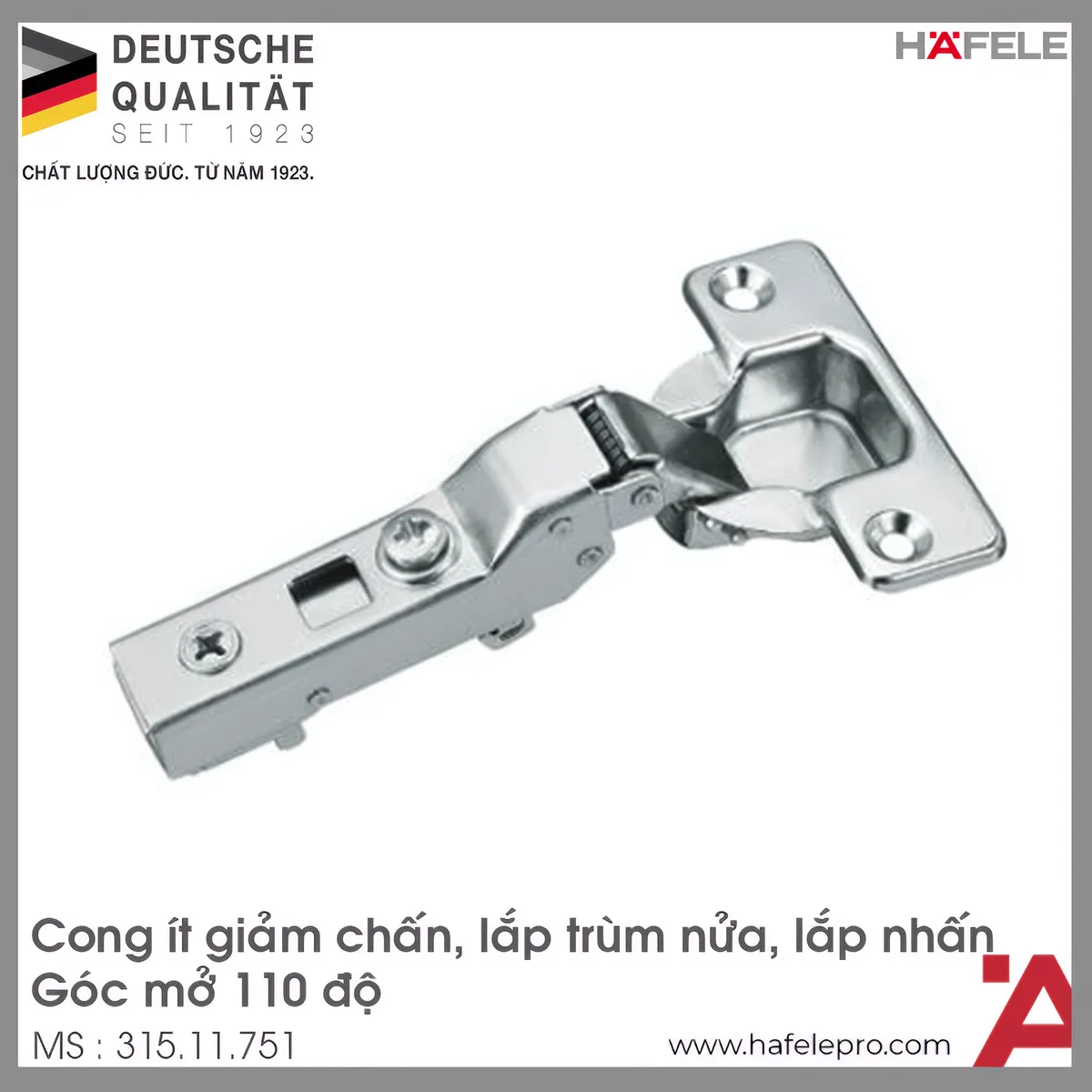Bản Lề Trùm Nửa Metalla SM 110° Giảm Chấn Hafele 315.11.751