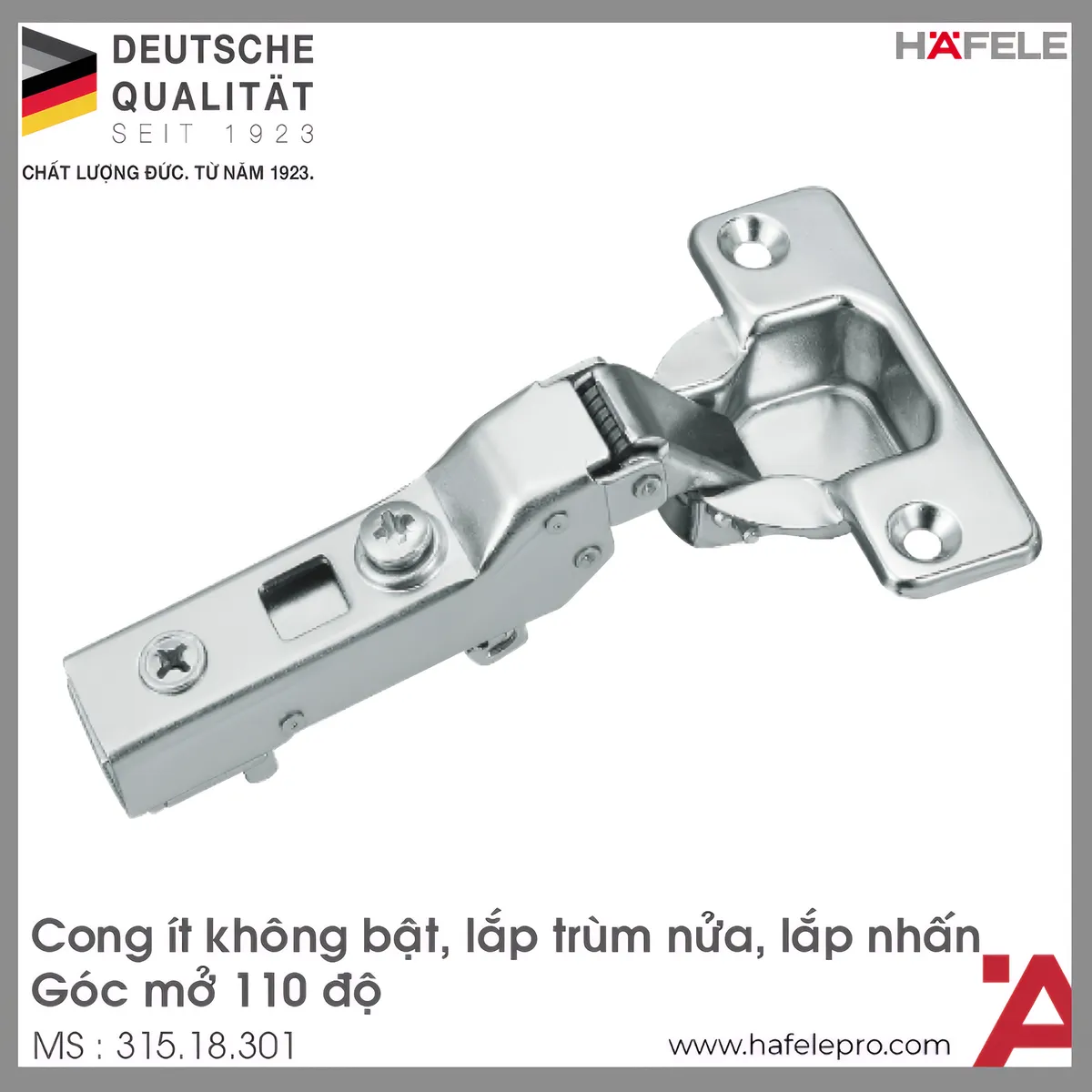 Bản Lề Trùm Nửa Metalla SM Không Bật Hafele 315.18.301