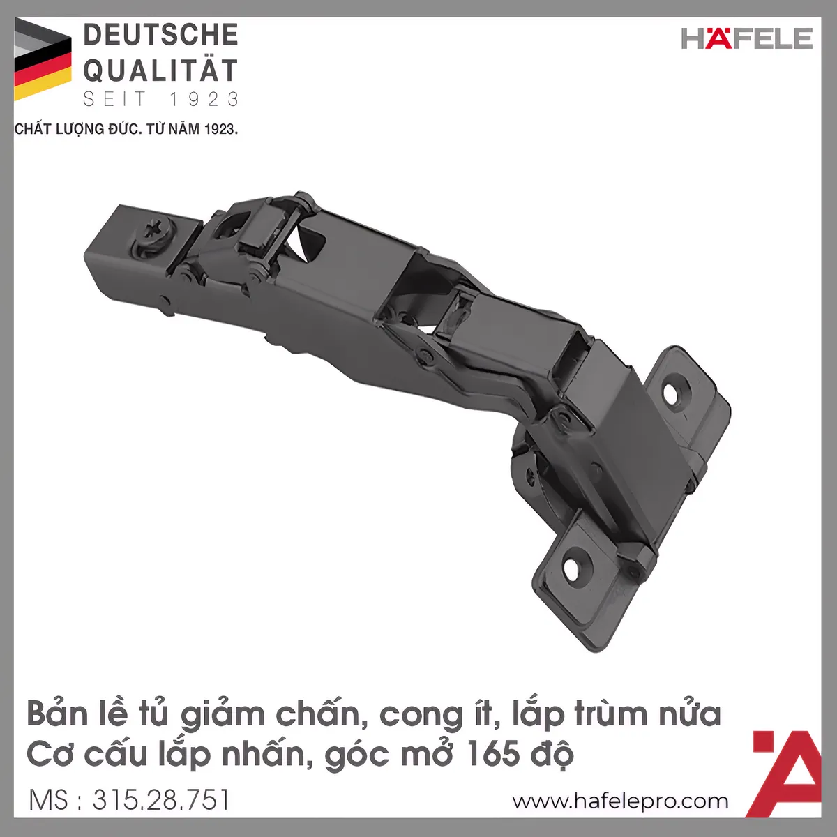 Bản Lề Trùm Nửa Metalla SM 165º Hafele 315.28.751