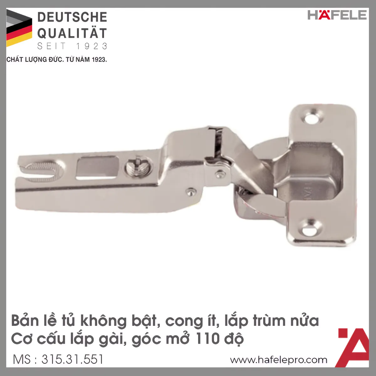 Bản Lề Trùm Nửa Metalla A 110° Không Bật Hafele 315.31.551