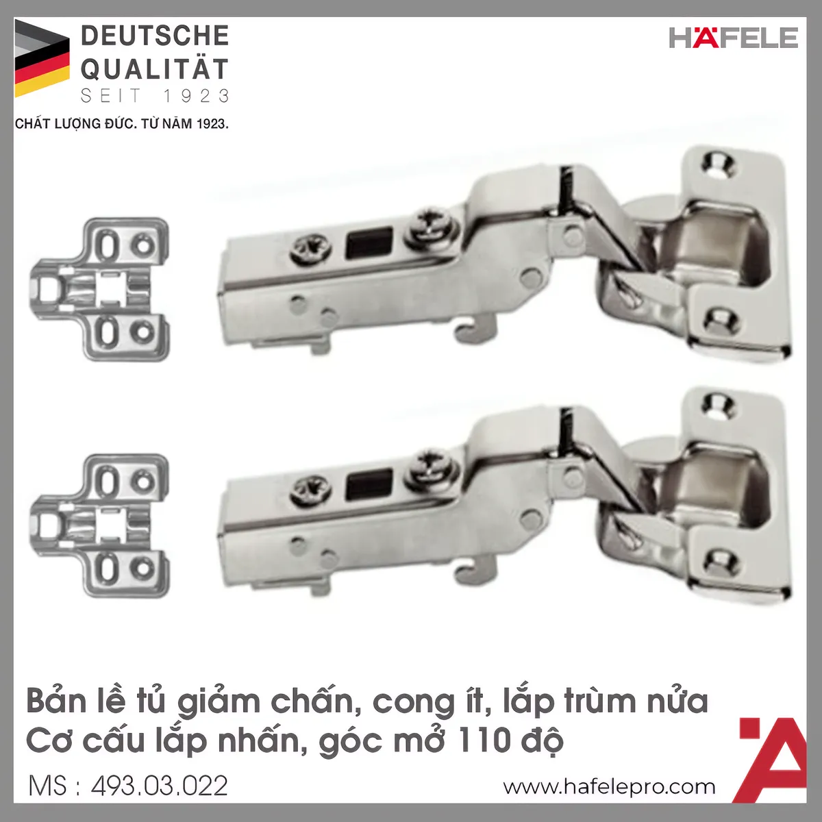 Bản Lề Trùm Nửa Metalla SM DIY 110º Hafele 493.03.022