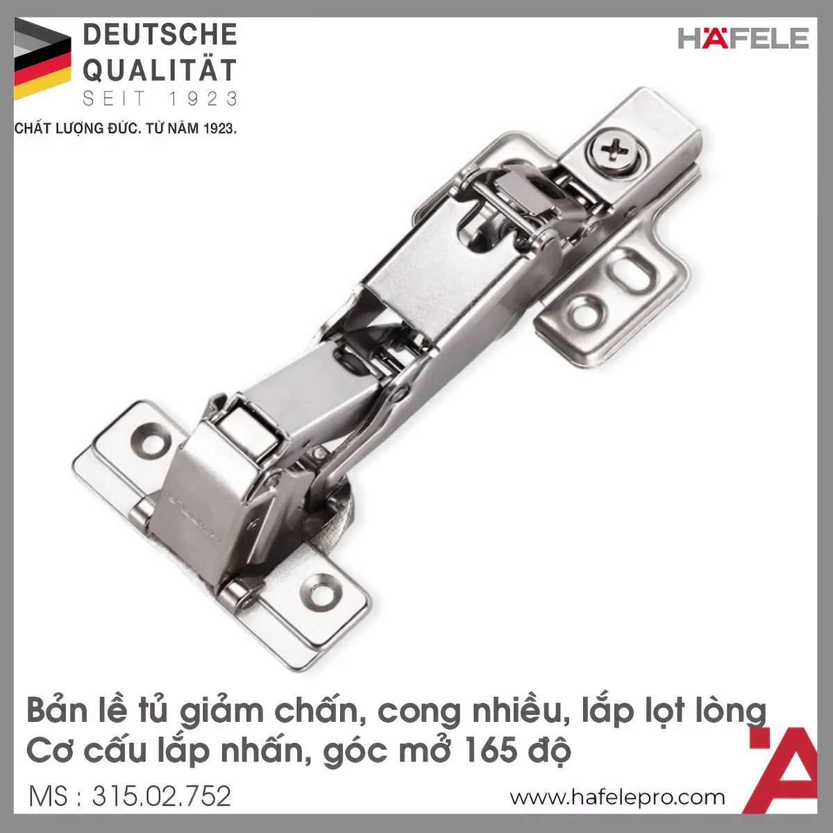 Bản Lề Lọt Lòng Metalla SM 165° Hafele 315.02.752