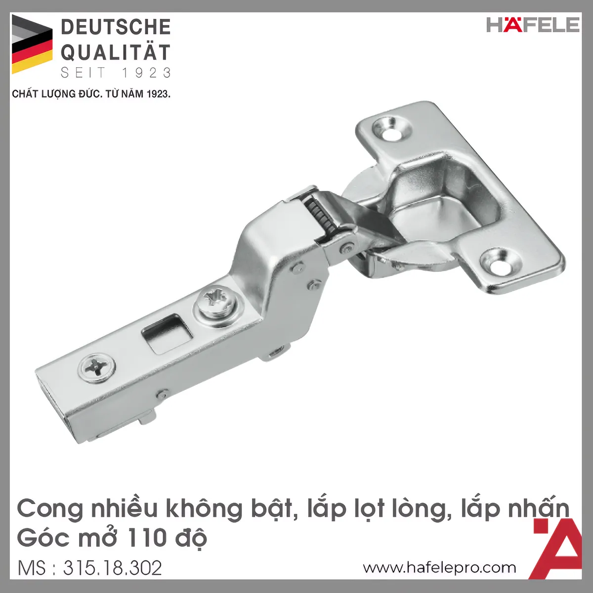 Bản Lề Metalla SM Không Bật 110° Lọt Lòng Hafele 315.18.302