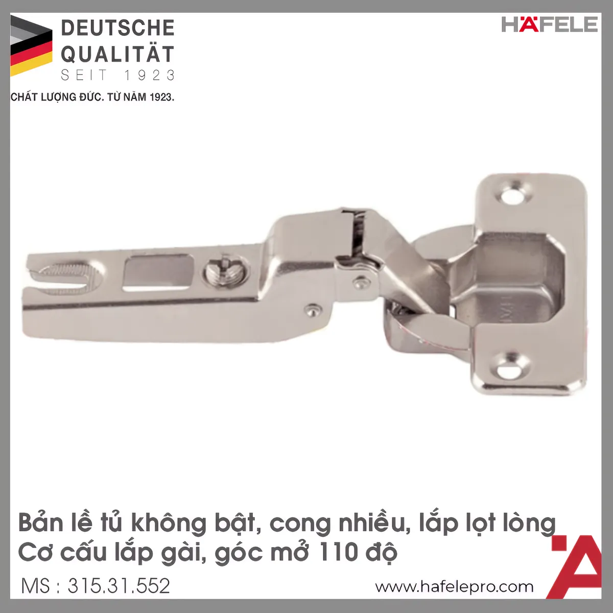 Bản Lề Lọt Lòng Metalla A 110° Không Bật Hafele 315.31.552