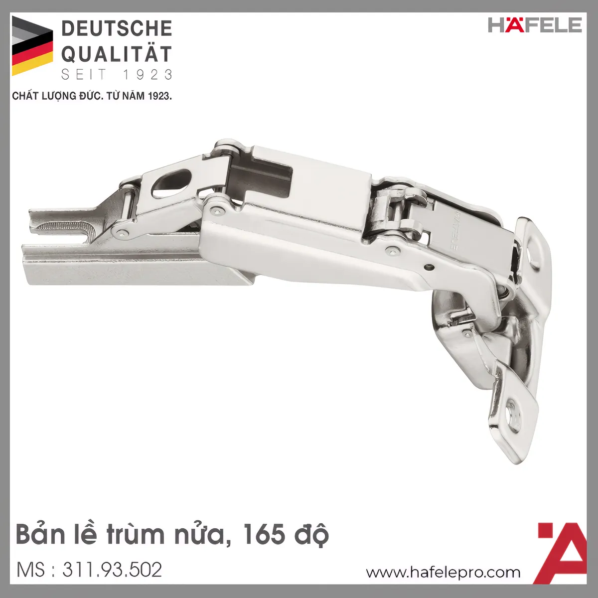 Bản Lề Metalla A 165° Trùm Nửa Hafele 311.93.502