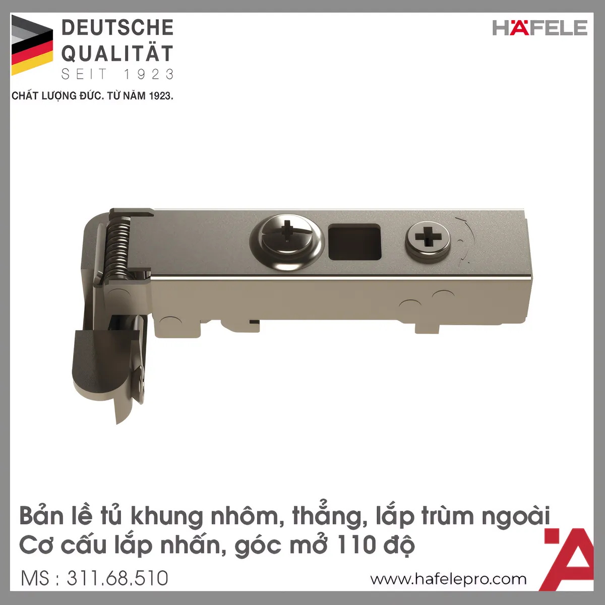 Bản Lề Trùm Ngoài Tủ Khung Nhôm Hafele 311.68.510