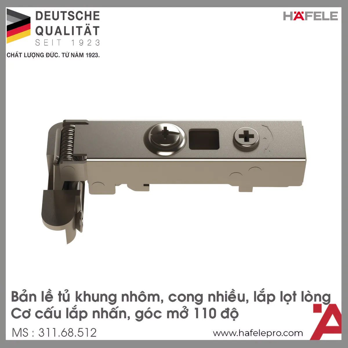 Bản Lề Lọt Lòng Tủ Khung Nhôm Hafele 311.68.512
