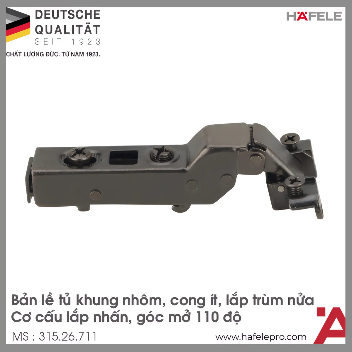 Bản Lề Metalla SM 110° Trùm Nửa Hafele 315.26.711