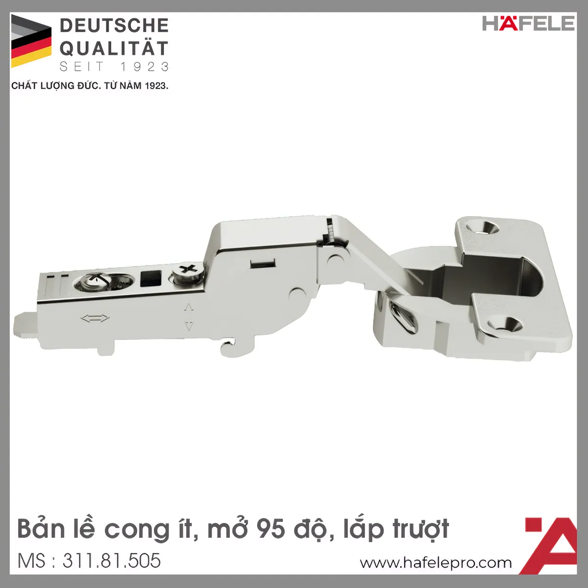 Bản Lề Trùm Nửa Metalla A 95° Gỗ Dày Hafele 311.81.505
